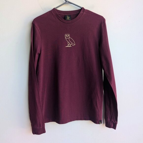 OVO Burgundy Long Sleeve Tee Shirt - Picture 1 of 5